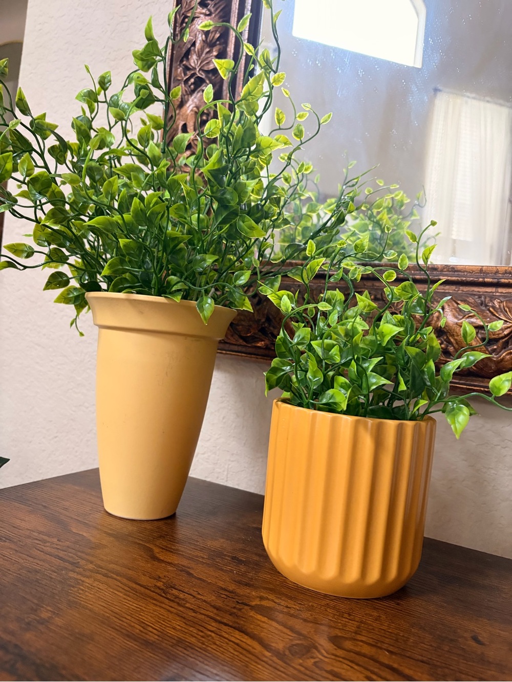 2 Yellow Ceramic Decorative Planters - Modern Home Accents